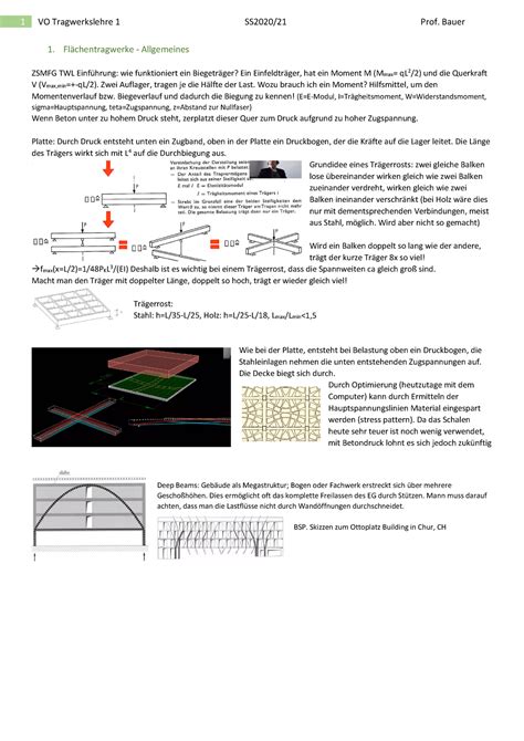 Tragwerkslehre 1 Zusammenfassung Vorlesung Bauer 1