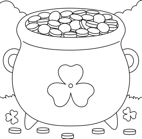 St Patricks Day Pot Goud Kleurplaat Voor Kinderen Vectorkunst