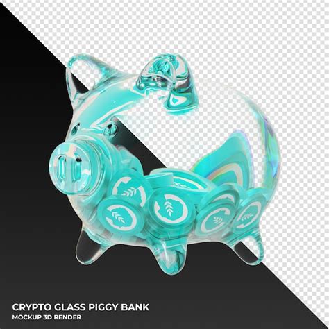 Premium Psd Metisdao Metis Glass Piggy Bank With Crypto Coins D