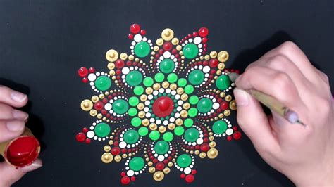 Classic Christmas Colors Step By Step Dot Mandala Tutorial How To