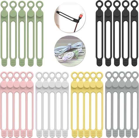 Amazon UMUST 30PCS Silicone Cable Ties Reusable Cable Management