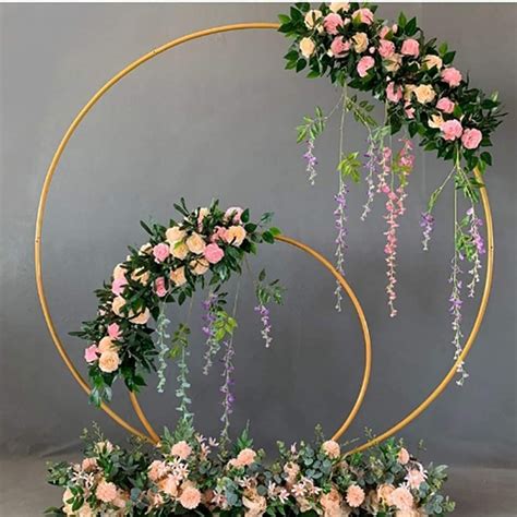 Buy Gold Metal Wedding Arch Photo Booth Backdrop Stand Iron Round Ring