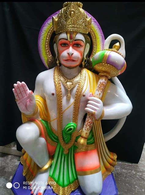 Painted Hindu Lord Hanuman Marble Statue For Worship Size 12 To 150