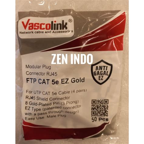 Jual Konektor Rj Ftp Cat E Ez Gold Vascolink Pack Isi Pcs Anti