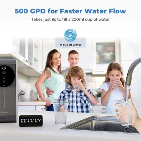 8 Stage Tankless Reverse Osmosis System Nsf Certifed Tds Reduction 500gpd Ro Under Sink Reverse