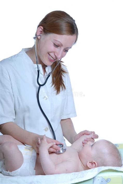 Pediatrician Woman Doctor Holding Patient Baby Stock Image Image Of