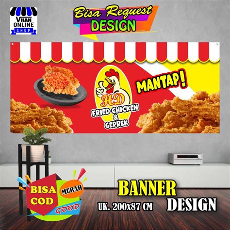 Jual Spanduk Banner Jualan Ayam Crispy Ayam Geprek Chicken Murah