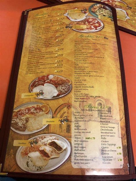 Menu At Taqueria Durango Restaurant Oklahoma City Sw Th St