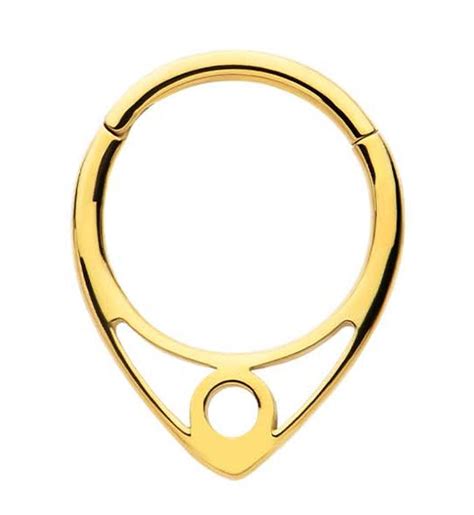 Gold Pvd Circle Point Stainless Steel Hinged Segment Ring