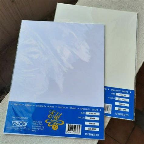 Elit Vellum Specialty Board White Colored 220 Gsm Shopee Philippines