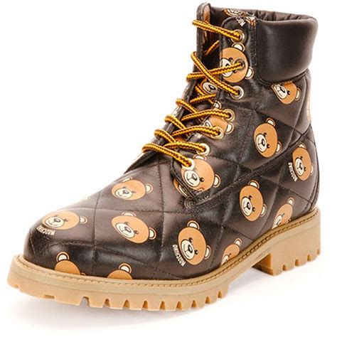 Moschino Leather Teddy Bear Hiking Boot 2975 Sar Liked On Polyvore