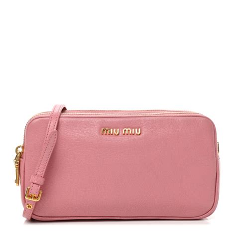 Miu Miu Goatskin Madras Double Zip Crossbody Bag Rosa 801760 Fashionphile