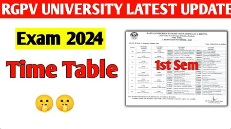 Rgpv News Today Btech Bpharma St Semester Time Table Update