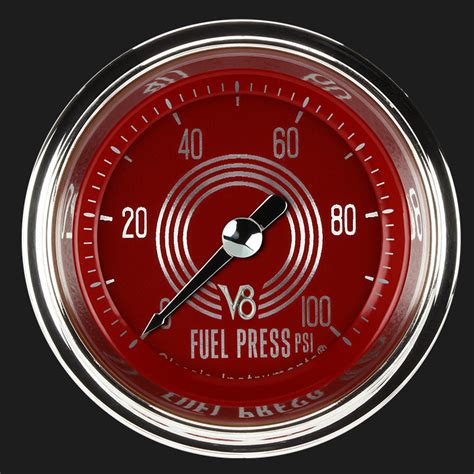 Classic Instruments Store V8 Red Steelie 2 18 Fuel Pressure Gauge 100 Psi