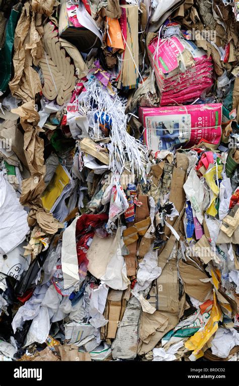 Compressed Paper Bales At A Recycling Plant Reuse Recycle Waste