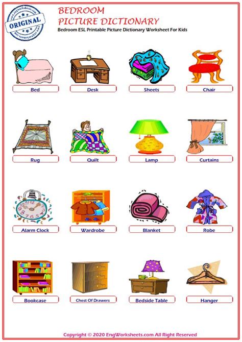 Bedroom English Esl Vocabulary Worksheets Engworksheets