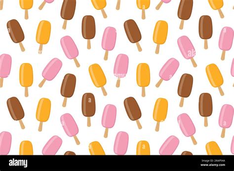 Seamless Summer Pattern With Ice Creams On A Stick Vector