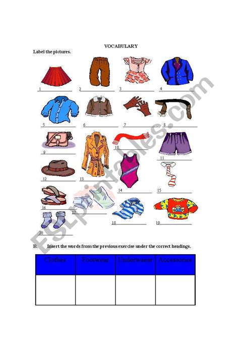 Clothes And Accessories Esl Worksheet By Doroteia F