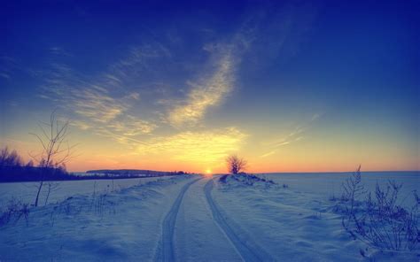 Wallpaper Sunlight Landscape Sunset Nature Reflection Sky Snow