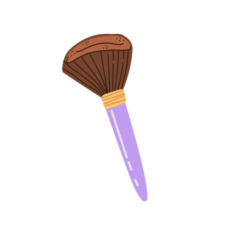 Big soft makeup brush in purple color. Tool applicator isolated on ...