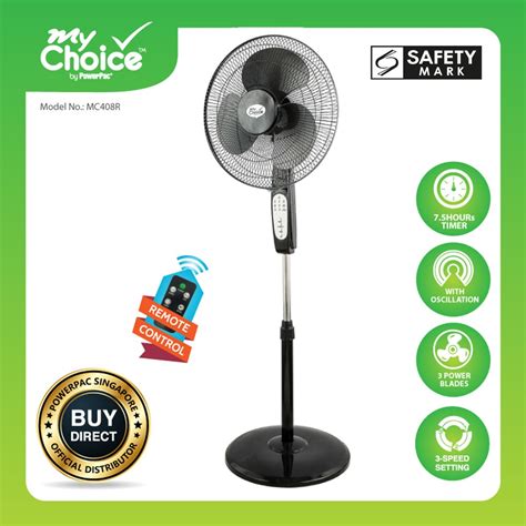 Stand Fan My Choice By PowerPac 16 Inch Stand Fan With Remote Control