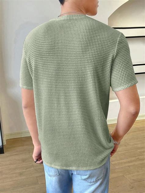 Manfinity Hypemode Homme T Shirt Unicolore En Maille Gaufr E Sans