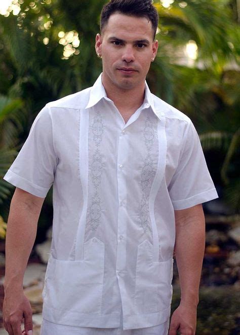 Embroidered Wedding Guayabera For Men Poly Cotton White Guayaberas