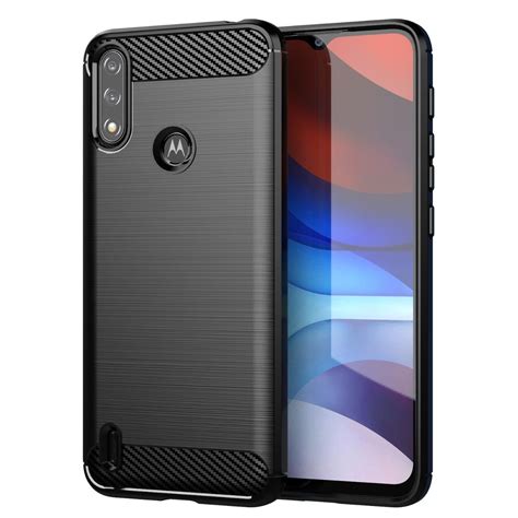 Carbon Case Elastyczne Etui Pokrowiec Motorola Moto E7i Power Czarny