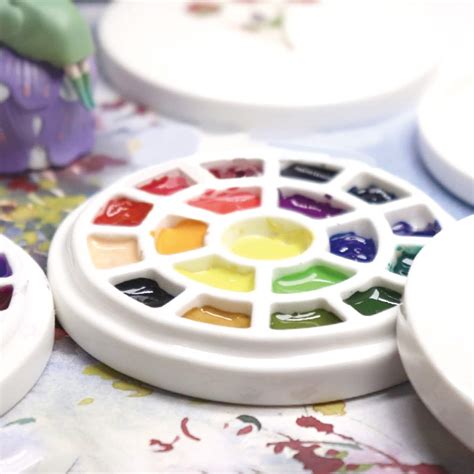 Ceramic Watercolor Palette Mini Circular Palette Etsy