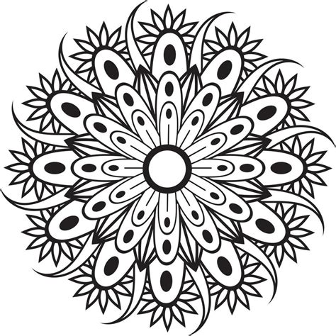 Hand Drawing Mandala Flower Pattern Coloring Page Vector Art