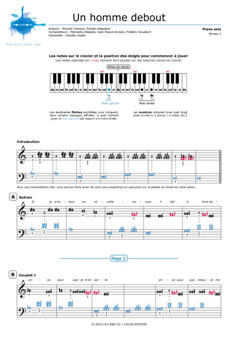 Partition Piano Un Homme Debout Claudio Cap O Partitions Noviscore