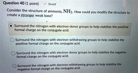 Solved Question Point Saved Consider The Structure Of Ammonia