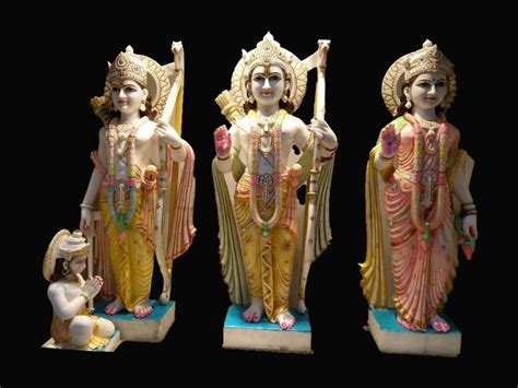 Multicolor Hindu Marble Ram Darbar Statue For Worship Size Feet