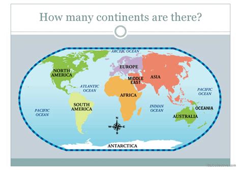 Continents Vocabulary Flashcards An English Esl Powerpoints