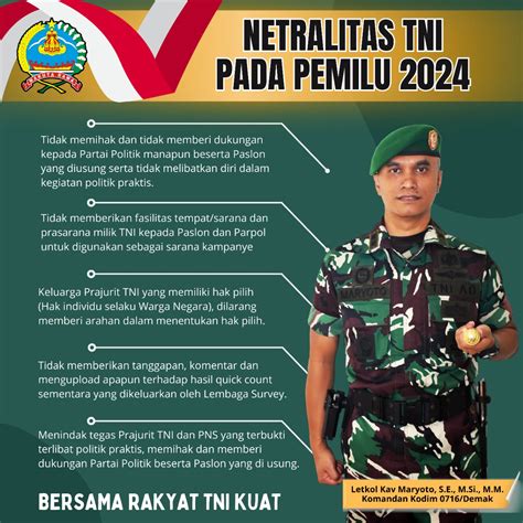 Dandim Demak Ingatkan Anggota Jaga Netralitas Tni Di Pemilu