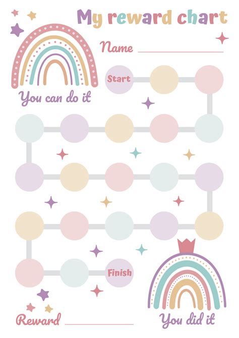 Printable Rainbow Reward Chart For Little Girl Princess Sticker