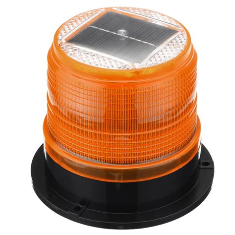 12V Round Roof Solar LED Magnetic Beacon Light Emergency Warning Strobe ...