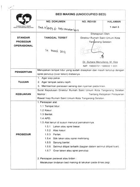 Bed Making Unoccupied Bed Pdf