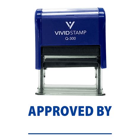 Approved By Self Inking Rubber Stamp Blue Ink Large