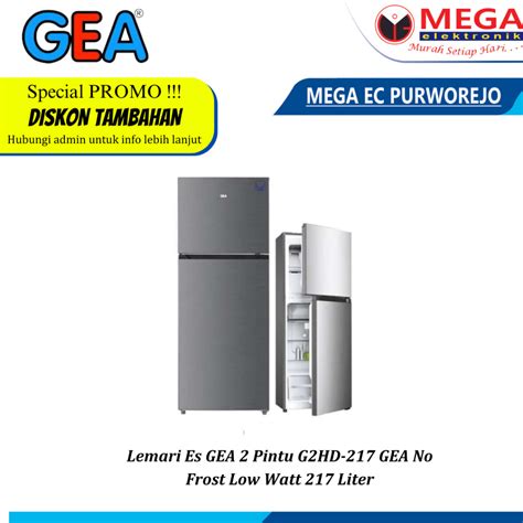 Jual Lemari Es GEA 2 Pintu G2HD 217 GEA No Frost Low Watt 217 Liter