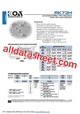 RK73H1JTTD1003D 数据表 PDF List of Unclassifed Manufacturers