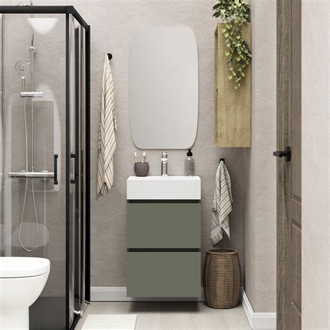 Mueble de baño con lavabo Espacio M verde 45x35 cm Leroy Merlin