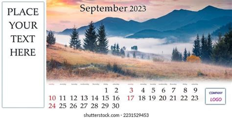 September 2023 Desktop Monthly Calendar Template Stock Photo 2231529453 ...