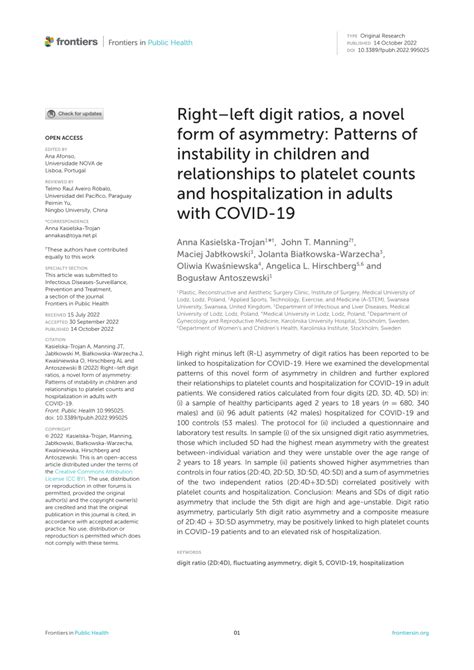 Pdf Right Left Digit Ratios A Novel Form Of Asymmetry Patterns Of