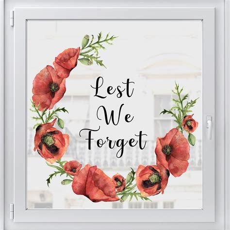 Lest We Forget Remembrance Day Poppy Wreath Window Decal Sticker by ...