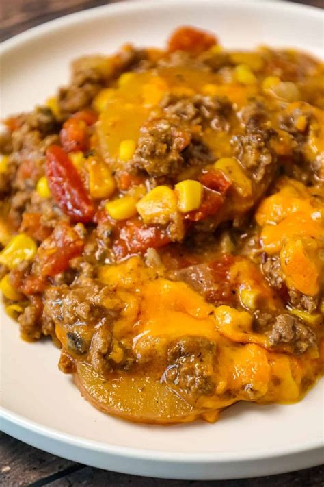 Crock Pot Cowboy Casserole Is A Hearty Slow Cooker Dinner Recipe Loaded