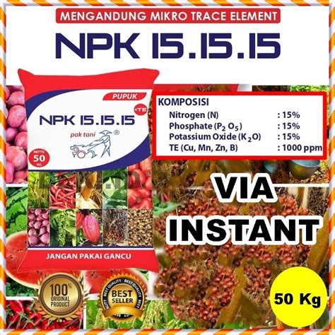 Jual Pupuk NPK 15 15 15 Plus TE Pak Tani 50 Kg Via Instant Kemasan