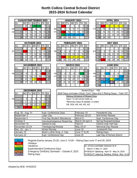 School/Event Calendar - North Collins Central School District