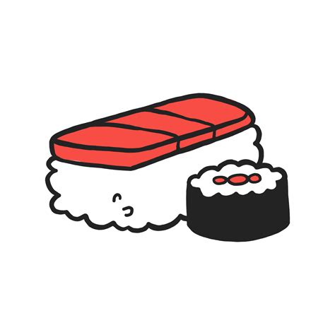 Cute Food Character Funny Sushi Traditional Japanese Food In Cartoon