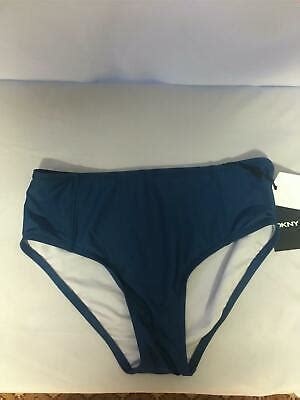 DKNY Seamed High Waist Bikini Bottoms DI1BS333 Blue Medium NWT 58 EBay
